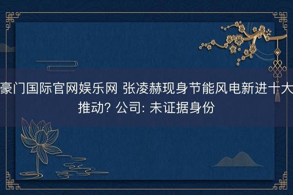 豪门国际官网娱乐网 张凌赫现身节能风电新进十大推动? 公司: 未证据身份