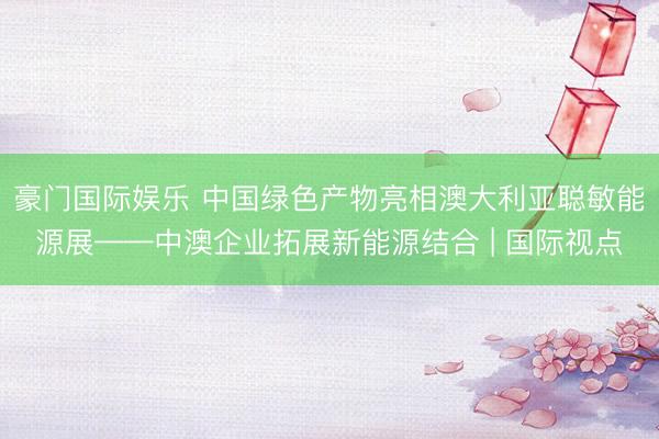 豪门国际娱乐 中国绿色产物亮相澳大利亚聪敏能源展——中澳企业拓展新能源结合 | 国际视点