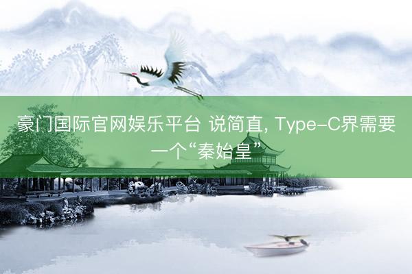 豪门国际官网娱乐平台 说简直， Type-C界需要一个“秦始皇”