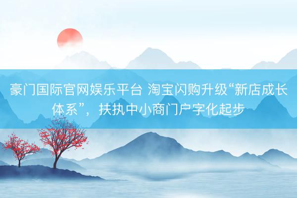 豪门国际官网娱乐平台 淘宝闪购升级“新店成长体系”，扶执中小商门户字化起步