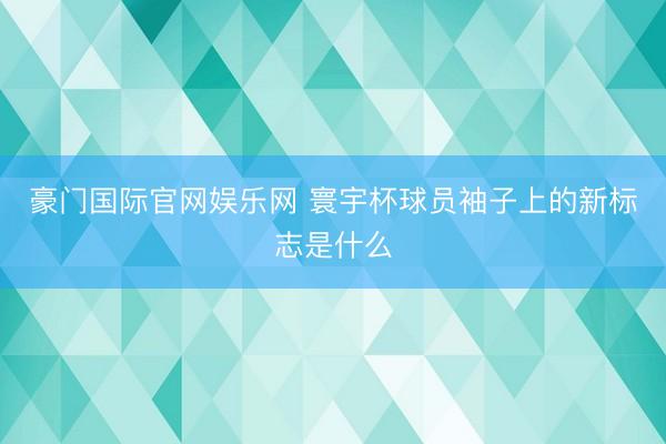 豪门国际官网娱乐网 寰宇杯球员袖子上的新标志是什么